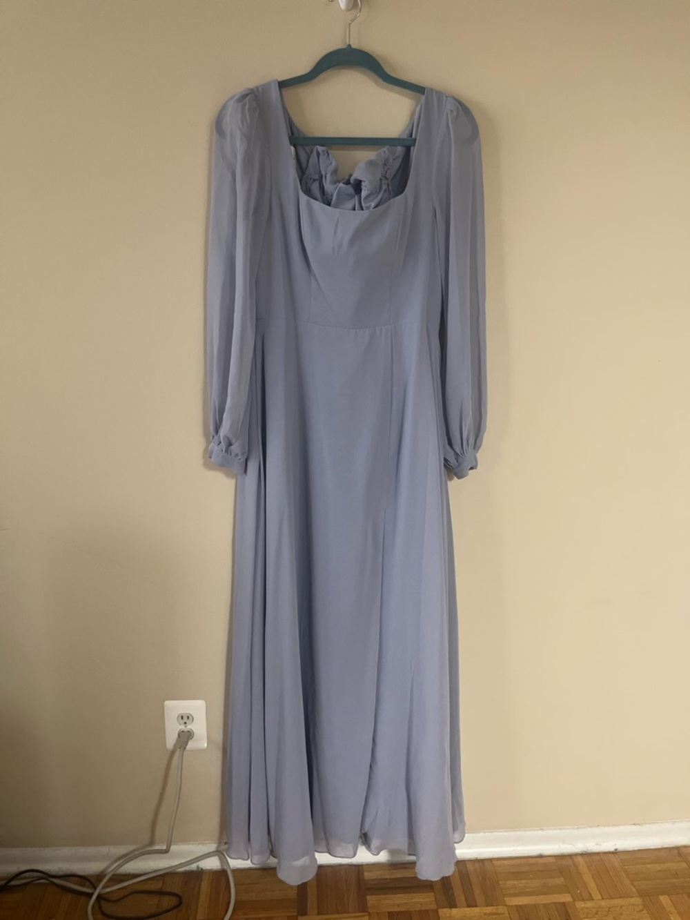 Azazie Dusty Lavender Long Sleeve Slit Dress
